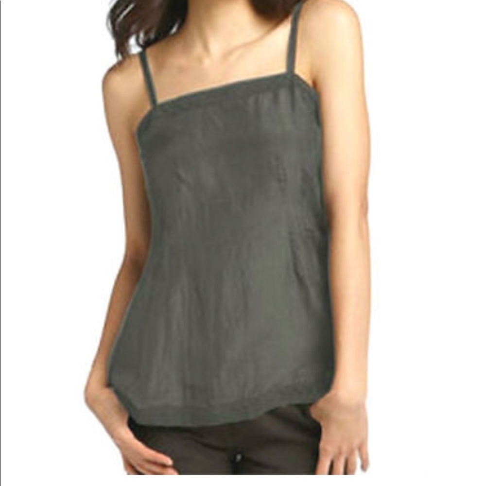 Eileen Fisher silk Habutai lace trim camisole gray